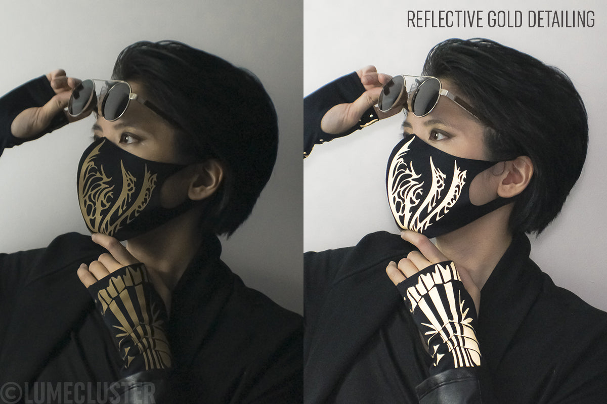 Reflective Gauntlet Fingerless Gloves (Lumecluster ⨯ Wing & Weft)