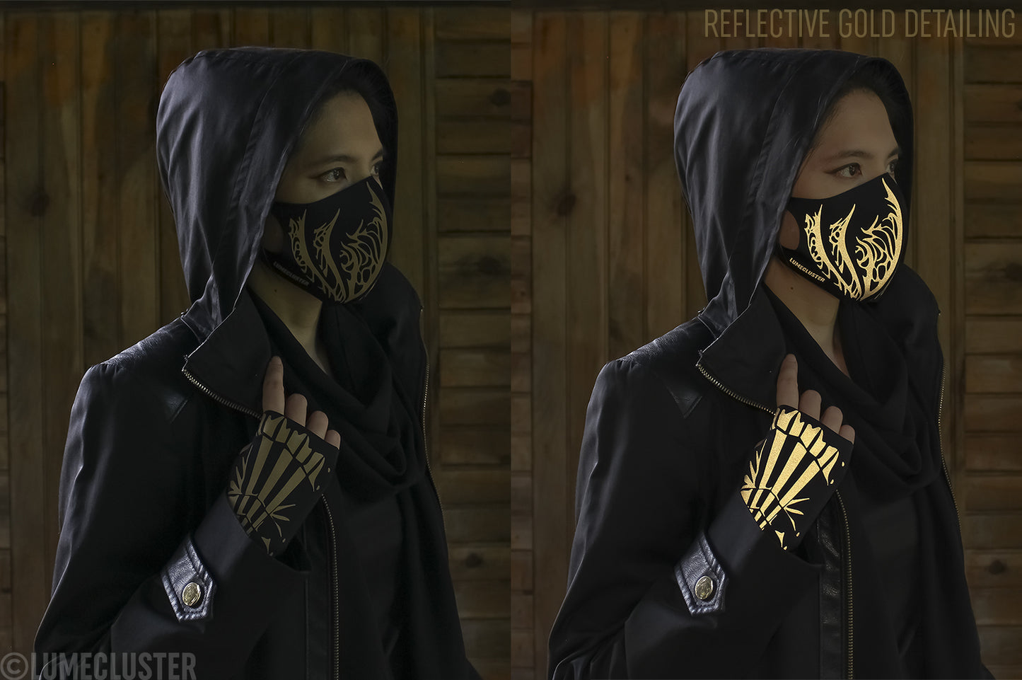 Reflective Gauntlet Fingerless Gloves (Lumecluster ⨯ Wing & Weft)