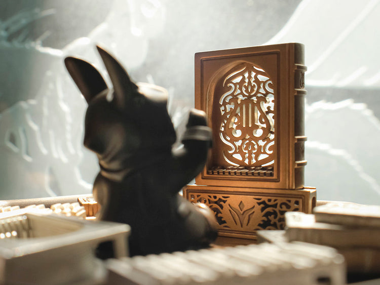 Rabbit Guardian Jewelry dish, Piano Music Book Pendant, Piano Keys Pendants in the Wonderlands Collection