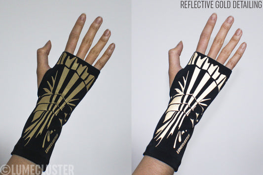 Reflective Gauntlet Fingerless Gloves (Lumecluster ⨯ Wing & Weft)