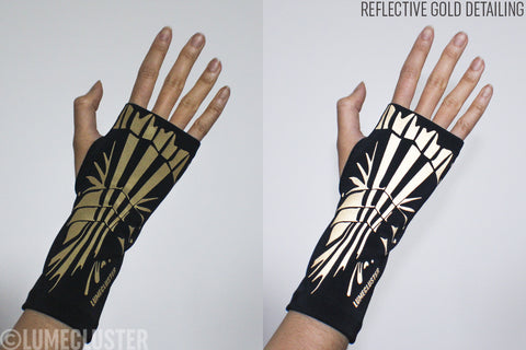 Reflective Gauntlet Fingerless Gloves (Lumecluster X Wing & Weft)