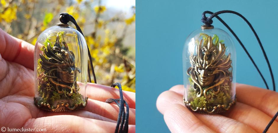 Dreamer Mask of Resilience Terrarium Pendant