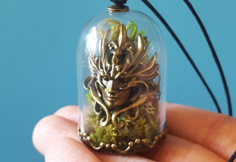 Dreamer Mask of Resilience Terrarium Pendant